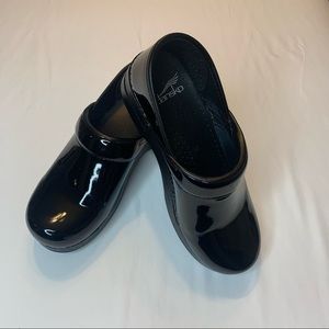 Dansko Black Patent Clogs 37